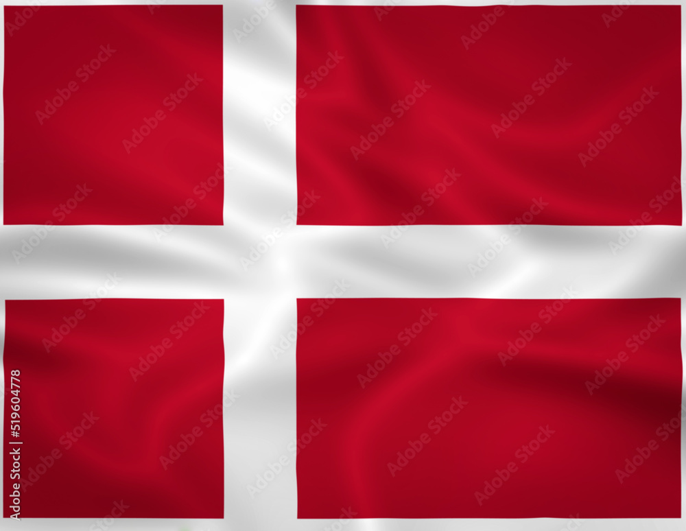 Illustration waving state flag of Denmark Illustration waving state flag of Denmark