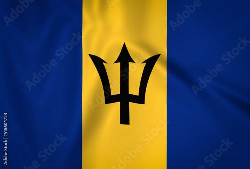 Illustration waving state flag of Barbados