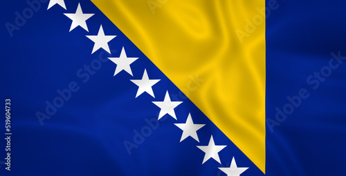 Illustration waving state flag of Bosnia and Herzegovina photo