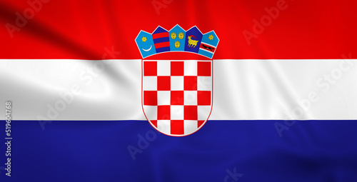 Illustration waving state flag of Croatia photo