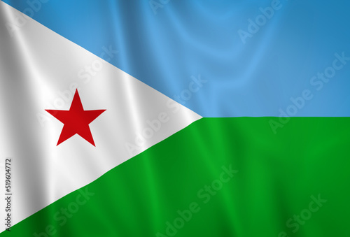 Illustration waving state flag of Djibouti photo