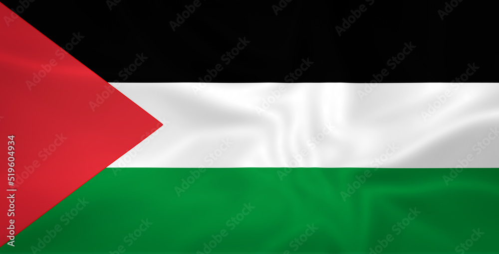 Fototapeta premium Illustration waving state flag of Palestine