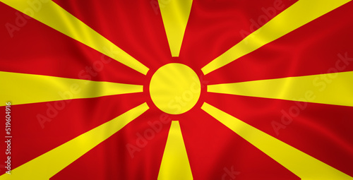 Illustration waving state flag of North Macedonia