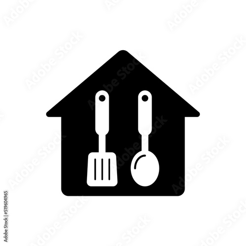 restaurant, home with spoon and spatula icon vector