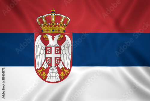 Illustration waving state flag of Serbia photo