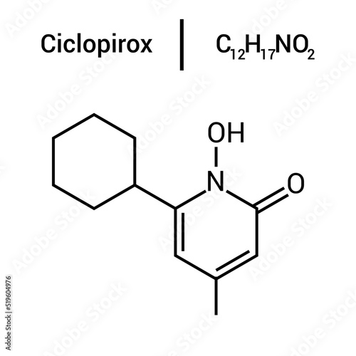 chemical structure of Ciclopirox (C12H17NO2)