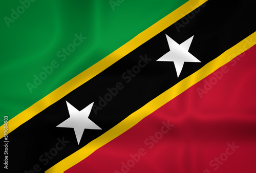 Illustration waving state flag of Saint Kitts and Nevis photo