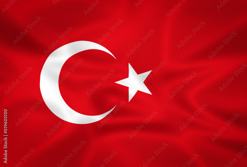 Illustration waving state flag of Turkey Illustration waving state flag of Turkey