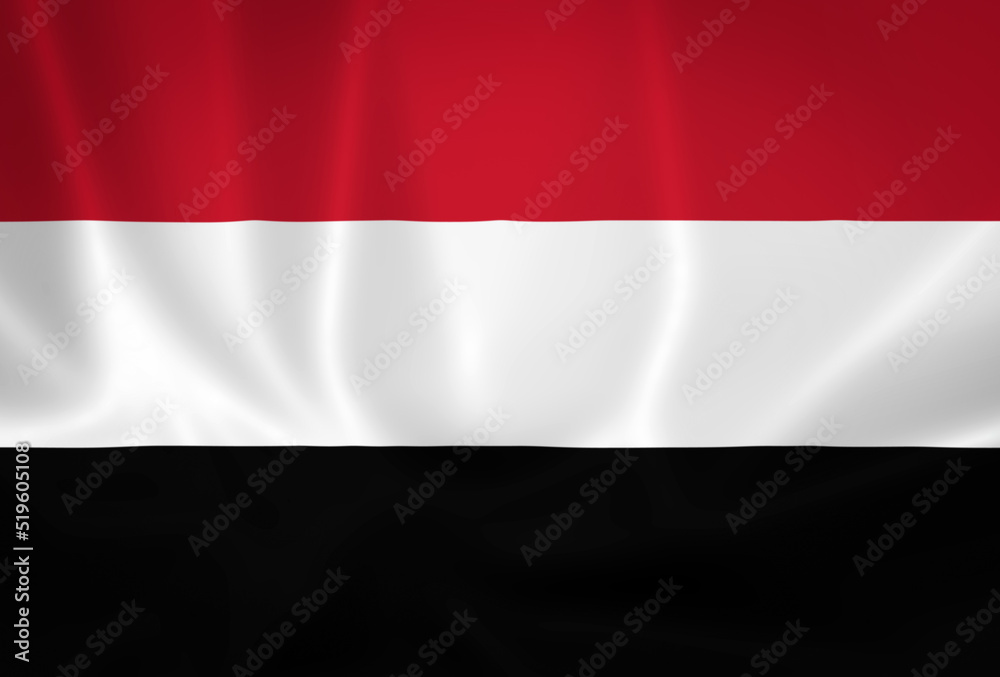 Naklejka premium Illustration waving state flag of Yemen