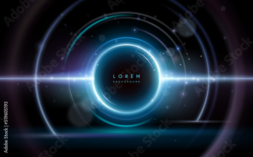 Abstract neon color circle light effect background