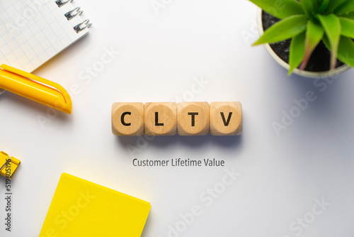 Concept business marketing acronym CLTV or Customer Lifetime Value photo