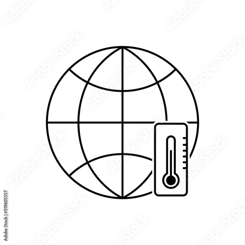 global warming, climate change, globe with thermometer icon vector