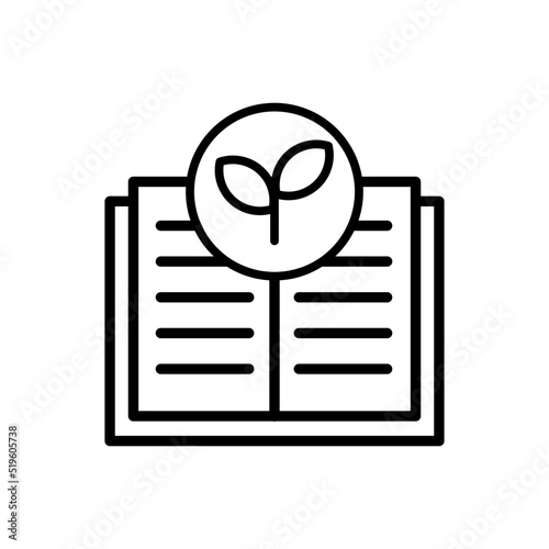 book with plant, ecology icon vector