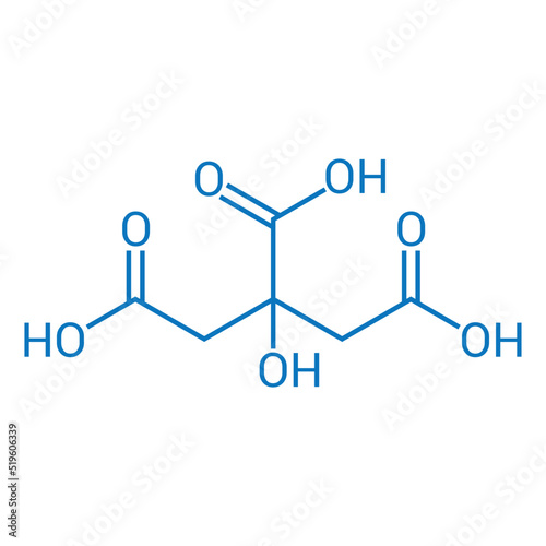 chemical structure of Citric acid (C6H8O7)