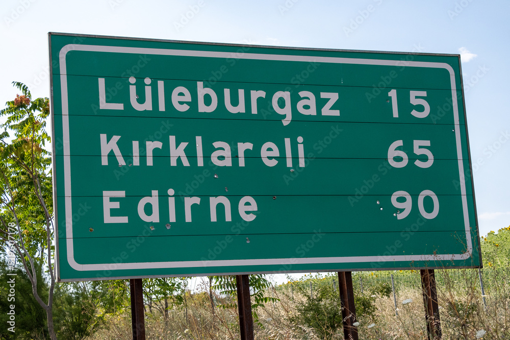 Luleburgaz district, Kırklareli City, Edirne City traffic sign