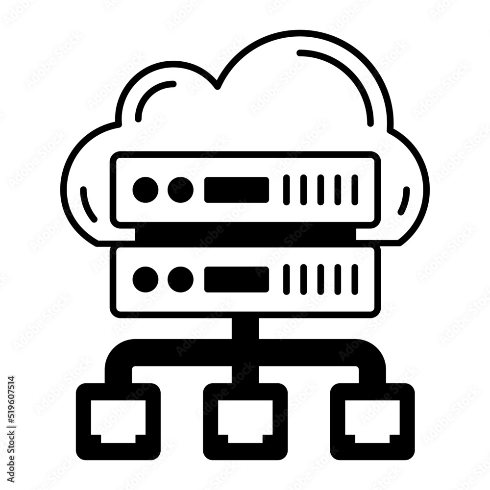Storage area network Vector Icon Design, Cloud Processing Symbol