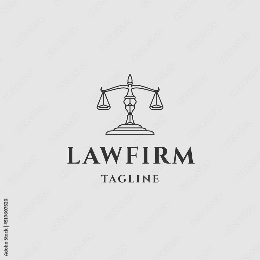 Law firm logo design. Lawyer or Justice design template flat vector