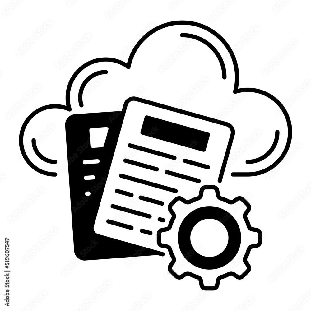 document management Vector Icon Design, Cloud Processing Symbol, Computing Services Sign, Web Services and Data Center stock illustration, Service-level agreement Concept document management Vector Icon Design, Cloud Processing Symbol, Computing Services Sign, Web Services and Data Center stock illustration, Service-level agreement Concept