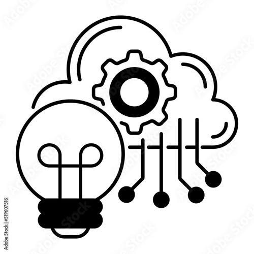 cloud innovation enabler Vector Icon Design, Cloud Processing Symbol, Computing Services Sign, Web Services and Data Center stock illustration, end-to-end innovation management Concept
