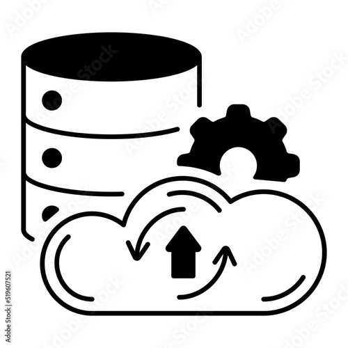 database stored as a managed service Vector Icon Design, Cloud Processing Symbol, Computing Services Sign, Web Services and Data Center stock illustration, cloud based data warehouse Concept