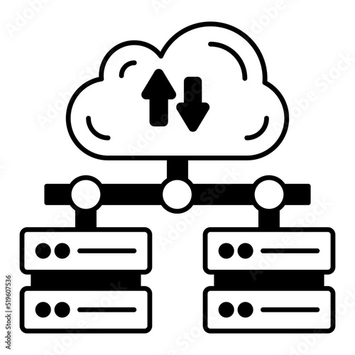 Big Data Transformation in the Cloud Vector Icon Design, Cloud Processing Symbol, Computing Services Sign, Web Services and Data Center stock illustration, preload transformations Concept