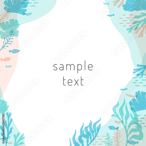 海草と海の生き物のフレーム