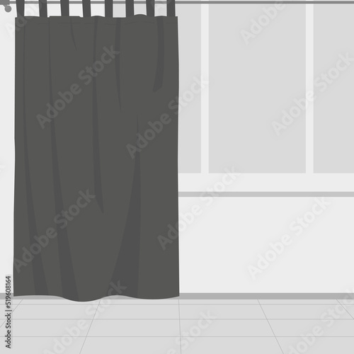 Window with gray curtain indoors