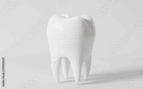 Whitening tooth and tooth health in the white background, 3d rendering.