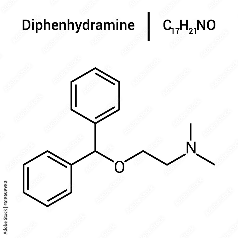 chemical structure of Diphenhydramine (C17H21NO) chemical structure of Diphenhydramine (C17H21NO)