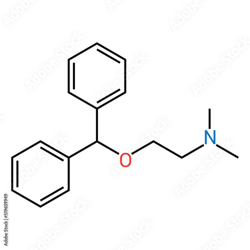 chemical structure of Diphenhydramine (C17H21NO)