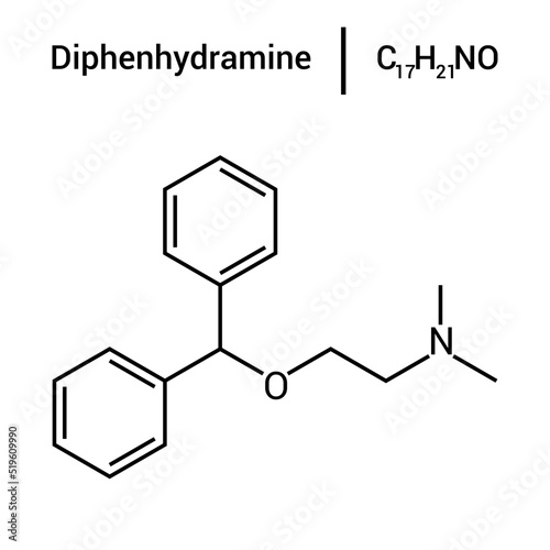 chemical structure of Diphenhydramine (C17H21NO)
