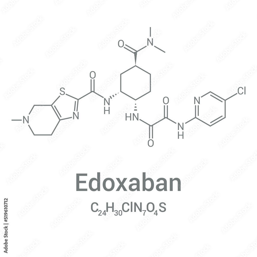chemical structure of Edoxaban (C24H30ClN7O4S)