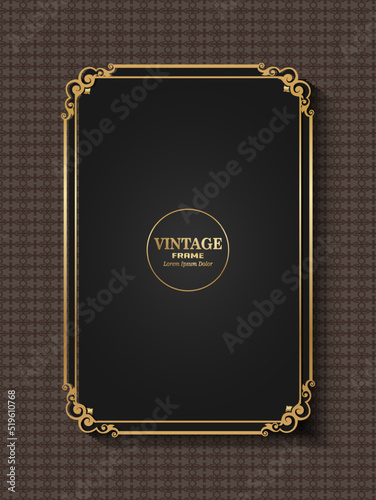 rectangular gold frame decoration vintage calligraphy border frame luxury elegant design