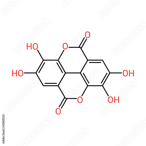 chemical structure of Ellagic acid (C14H6O8)