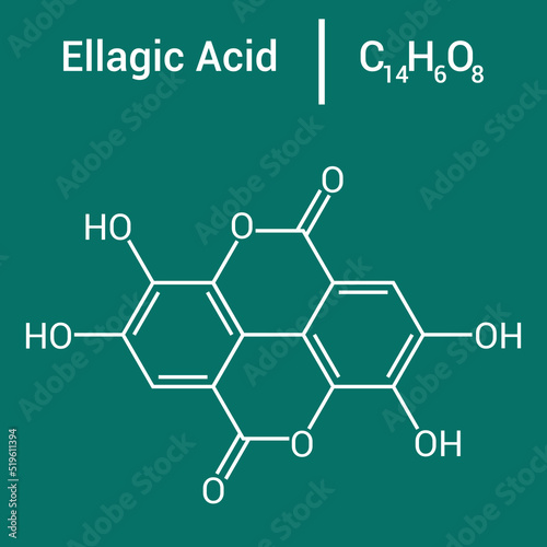 chemical structure of Ellagic acid (C14H6O8)