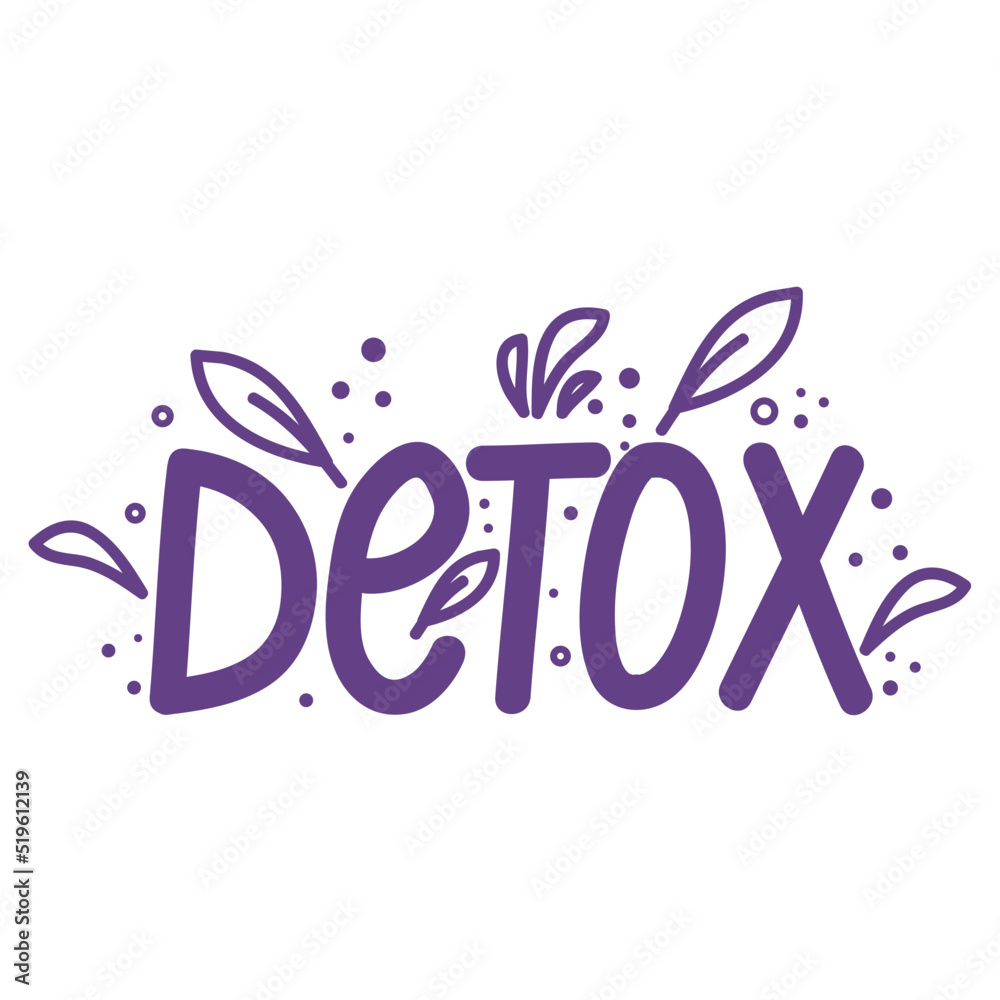 detox lettering with leafs