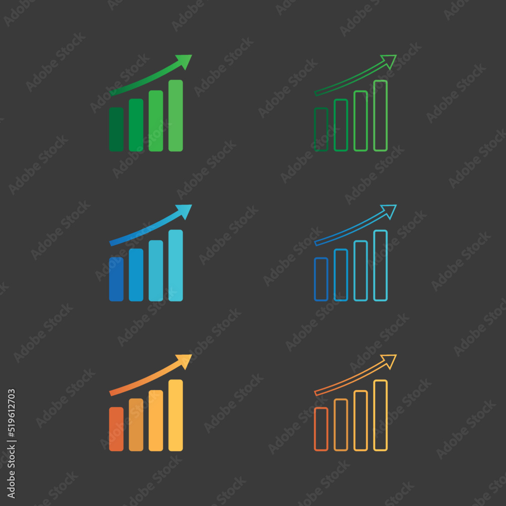 Set Growth Graph Icon Isolated on White Background. Vector Illustration Set Growth Graph Icon Isolated on White Background. Vector Illustration