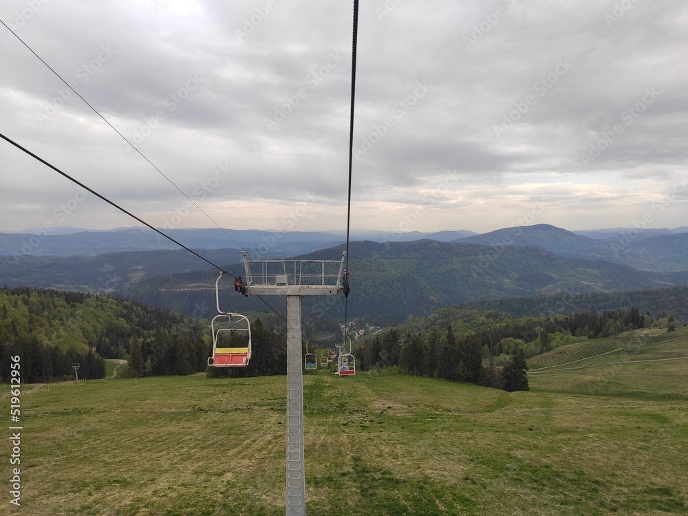 Photo of the Carpathian Mountains in the spring of 2022.
