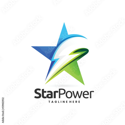 Free Download thunder star logo, power star logo, star logo with thunder sign in negative space - GFXLoad