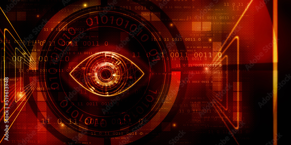 2d illustration Digital composite of Eye scanning a futuristic interface