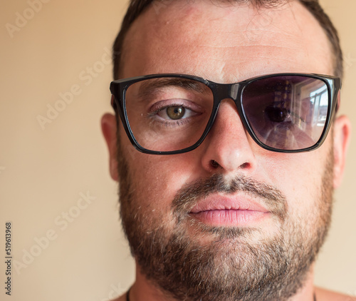 broken sunglasses bearded man © vandame