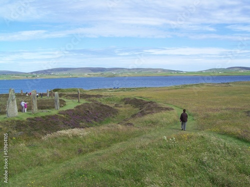 The Neolithic Ring of Brodgar is part of “the Heart of Neolithic Orkney” World Heritage Site, Isle Mainland, Orkney Islands, Scotland, United Kingdom