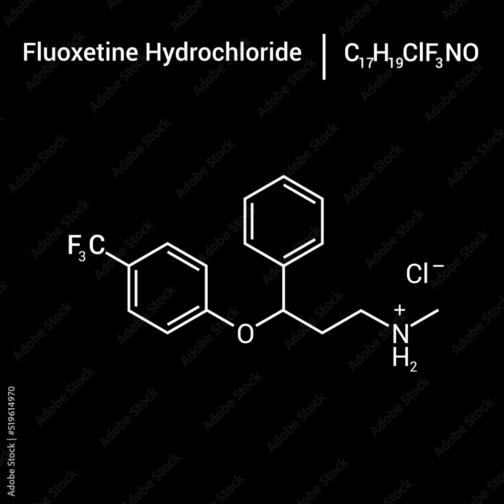 chemical structure of fluoxetine hydrochloride (C17H19ClF3NO)
