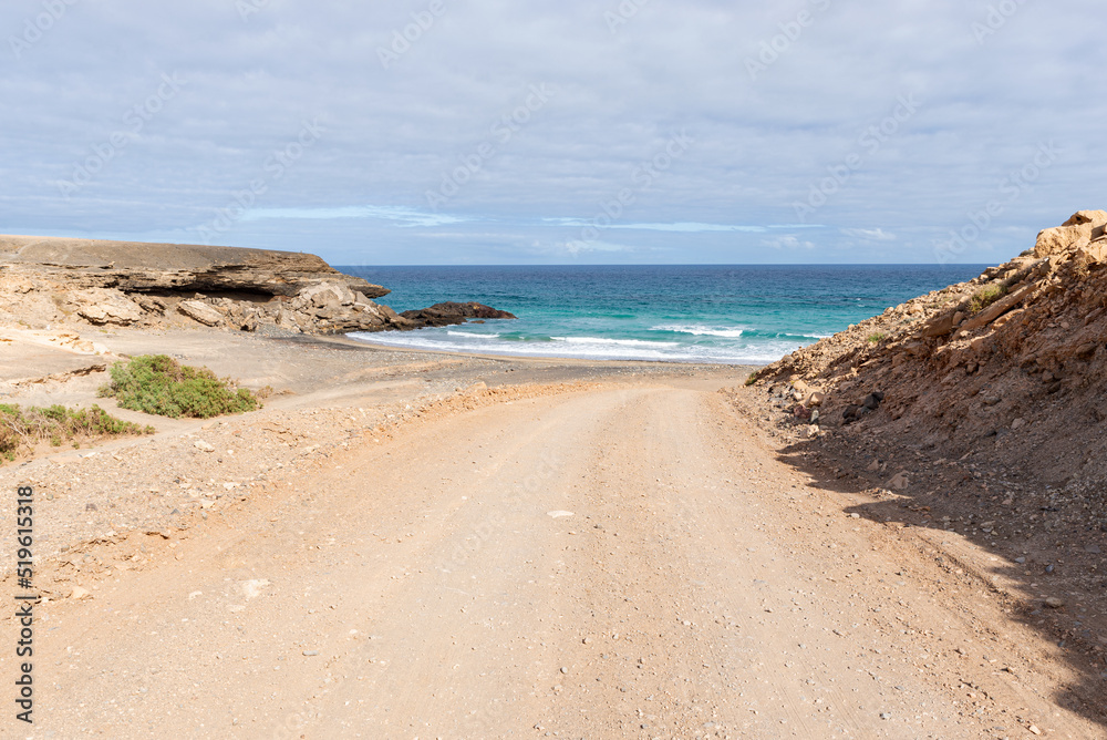 Scenic View of Sealandscape on a Cloudy Day in Fuerteventura,Canary Island.Background