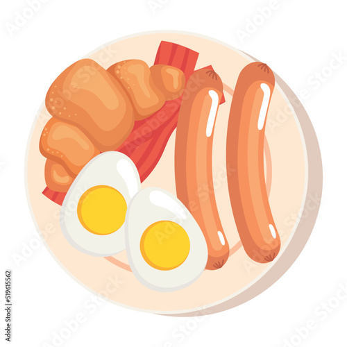 eggs frieds and sausages