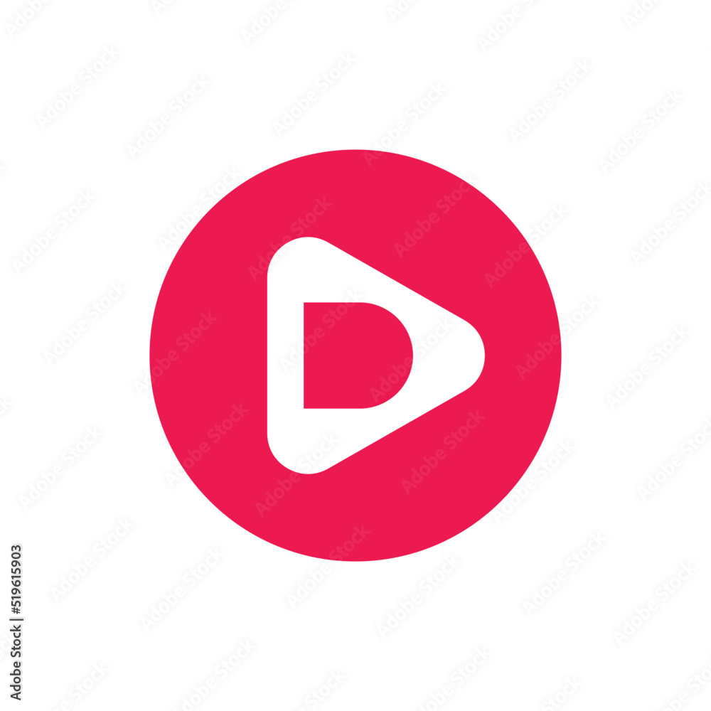 Image Lettr D Button Letter D video logo icon design, initial D and play button logo ...