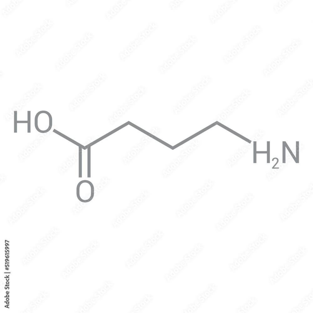 chemical structure of γ-Aminobutyric acid or GABA (C4H9NO2) chemical structure of γ-Aminobutyric acid or GABA (C4H9NO2)