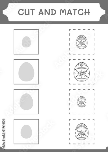 Cut and match parts of Easter egg, game for children. Vector illustration, printable worksheet