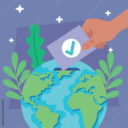 voter insert vote in earth