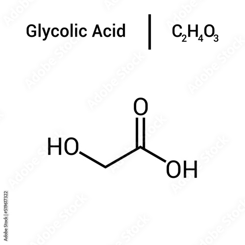 chemical structure of Glycolic acid (C2H4O3)